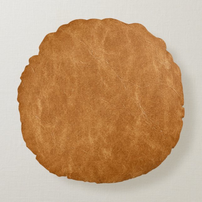 Elegante lederen achtergrond textuur rond kussen (Voorkant)