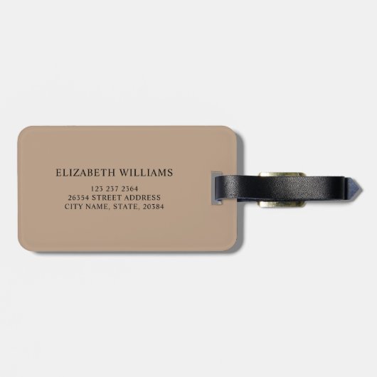 Elegante lederen naam bagagelabel (Achterkant horizontaal)