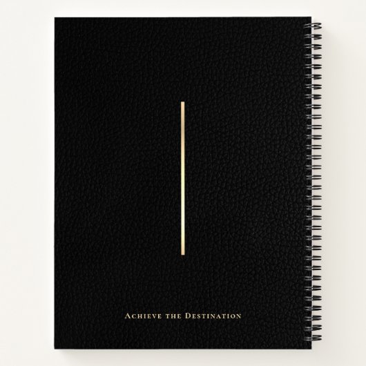 Elegante Lederen Print Zwart & Goud Monogram Spira Notitieboek (Achterkant)
