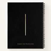 Elegante leerprint zwart & goud monogram spiraal notitieboek (Achterkant)