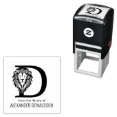 Elegante Leeuwenkop #3 boven enkele initiële naam  Zelfinktende Stempel (In situ)