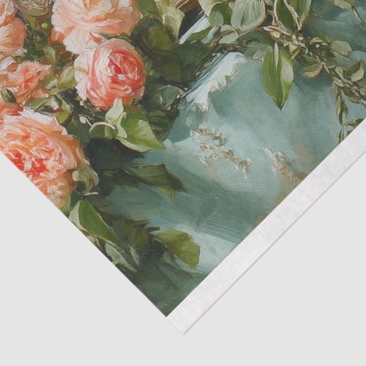 Elegante Leeuwenpaar Roos Bloemen Huwelijk Tissuepapier (Detail)