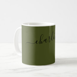 Elegante legergroene kleur moderne naam gepersonal koffiemok