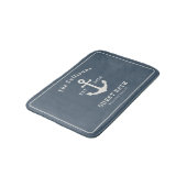 Elegante Leiste Blau Kustanker Monogram Badmat (Gekanteld)