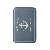Elegante Leiste Blau Kustanker Monogram Badmat (Voorkant Verticaal)