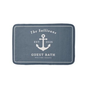 Elegante Leiste Blau Kustanker Monogram Badmat