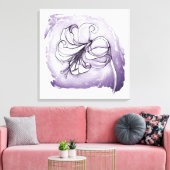 Elegante lelie bloem paarse & witte bloemenschilde canvas afdruk (Insitu (Woonkamer))