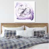 Elegante lelie bloem paarse & witte bloemenschilde canvas afdruk (Insitu (Slaapkamer))