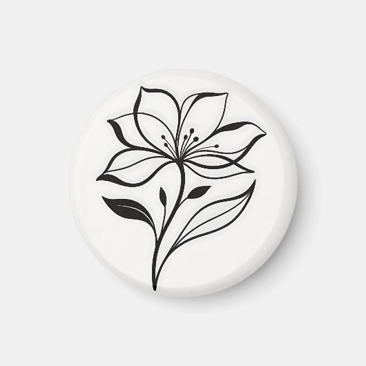 Elegante Lelie Bloem Silhouet Magneet (Voorkant)