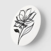 Elegante lelie bloem silhouet ronde klok (Hoek)