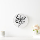 Elegante lelie bloem silhouet ronde klok (Huis)