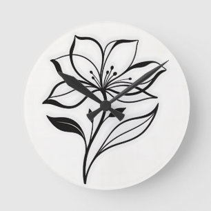 Elegante lelie bloem silhouet ronde klok