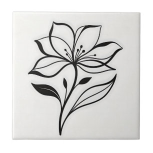 Elegante lelie bloem silhouet tegeltje
