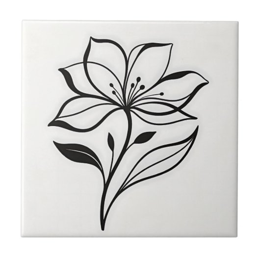 Elegante lelie bloem silhouet tegeltje (Voorkant)