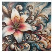 Elegante lelie tussen ingewikkelde wervelingen en  tegeltje (Voorkant)