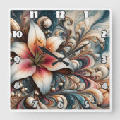 Elegante lelie tussen ingewikkelde wervelingen en  vierkante klok (Voorkant)