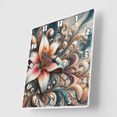 Elegante lelie tussen ingewikkelde wervelingen en  vierkante klok (Hoek)