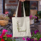 Elegante Lelie-van-dalen-monogram L Aangepaste naa Tote Bag