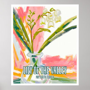 Elegante Lelie van de Vallei mei Geboorte Maand Bl Poster