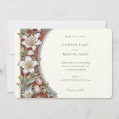Elegante lelies Art Nouveau bruiloft ivoor rood Kaart (Voorkant)