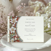 Elegante lelies Art Nouveau bruiloft ivoor rood Kaart
