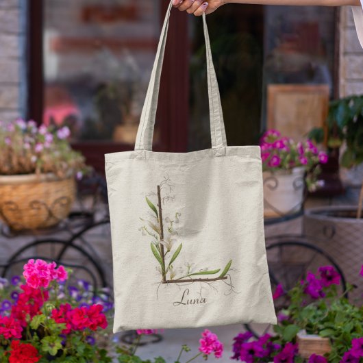 Elegante lelietje-van-dalen-monogram L aangepaste  Tote Bag