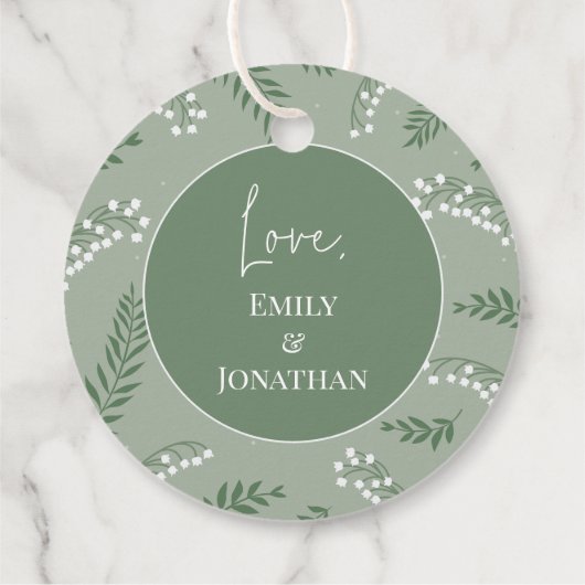 Elegante Lelietje-van-dalen Tuin Bruidsdouche Bedankjes Labels (Achterkant)