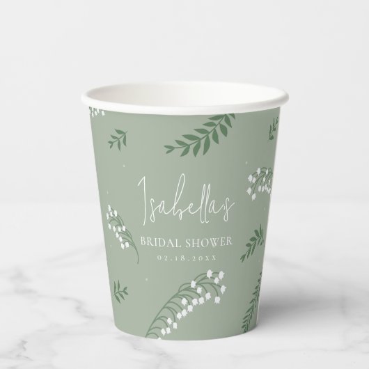 Elegante lelietje-van-dalen tuin bruidsfeest papieren bekers (Achterkant)