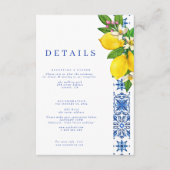 Elegante Lemon & Blue Mediterranean Enclosure Kaar Informatiekaartje (Voorkant)