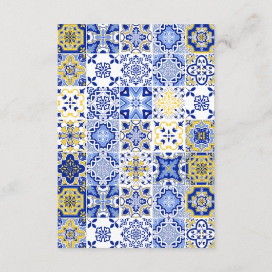 Elegante Lemon & Blue Mediterranean Enclosure Kaar Informatiekaartje (Achterkant)