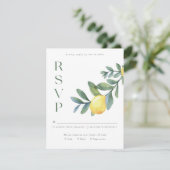 Elegante Lemon botanische bruiloft RSVP-kaart Informatiekaartje (Staand voorkant)