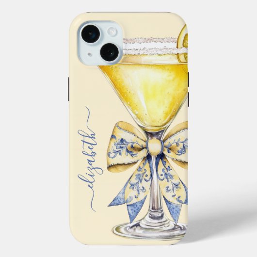 Elegante Lemon Drop Martini Monogram Case-Mate iPhone Case (Achterkant)