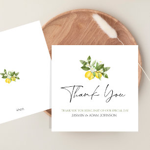 Elegante Lemon Greenery bruiloft Dank u Bedankkaart
