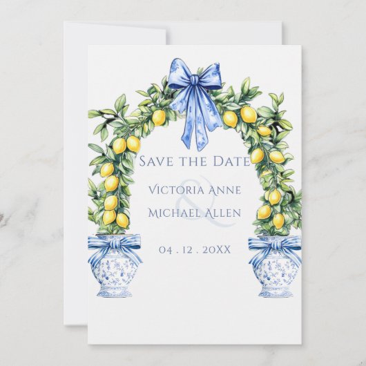Elegante Lemon Grove Boog Wedding Save The Date (Voorkant)