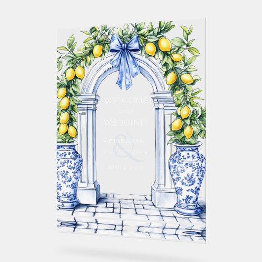 Elegante Lemon Grove gepersonaliseerde welkom brui Acryl Bord (Hoek)