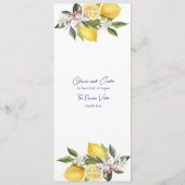 Elegante Lemon Mediterrane bruiloft Menu (Achterkant)