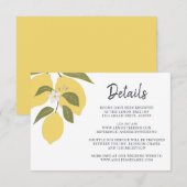Elegante Lemon Theme Wedding Details Informatiekaartje (Voorkant / Achterkant)