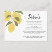 Elegante Lemon Theme Wedding Details Informatiekaartje (Voorkant)