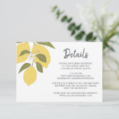 Elegante Lemon Theme Wedding Details Informatiekaartje (Staand voorkant)