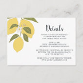 Elegante Lemon Theme Wedding Details Informatiekaartje (Voorkant)