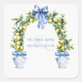 Elegante Lemon Topiary Romantische bruiloft Vierkante Sticker (Voorkant)