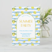 Elegante Lemons Summer Party Uitnodiging (Staand voorkant)