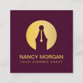 Elegante lening ondertekenaar Modern Gold & Bourgo Vierkante Visitekaartje (Voorkant)
