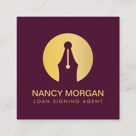 Elegante lening ondertekenaar Modern Gold & Bourgo Vierkante Visitekaartje (Voorkant)