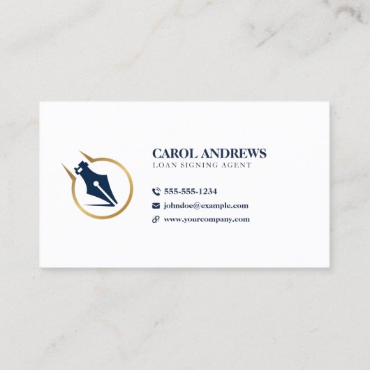 Elegante lening ondertekenaar notaris publiek goud visitekaartje (Achterkant)