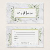 Elegante lente bladeren marmeren cadeaubon visitekaartje (Voorkant /achterkant)