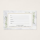 Elegante lente bladeren marmeren cadeaubon visitekaartje (Achterkant)
