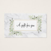 Elegante lente bladeren marmeren cadeaubon visitekaartje (Voorkant)