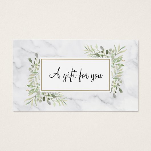 Elegante lente bladeren marmeren cadeaubon visitekaartje (Voorkant)