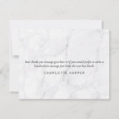 Elegante lente bladeren witte marmeren zakelijke  bedankkaart (Achterkant)